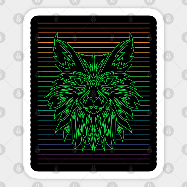 Retro Cat - Green Version Sticker by Cemploex_Art